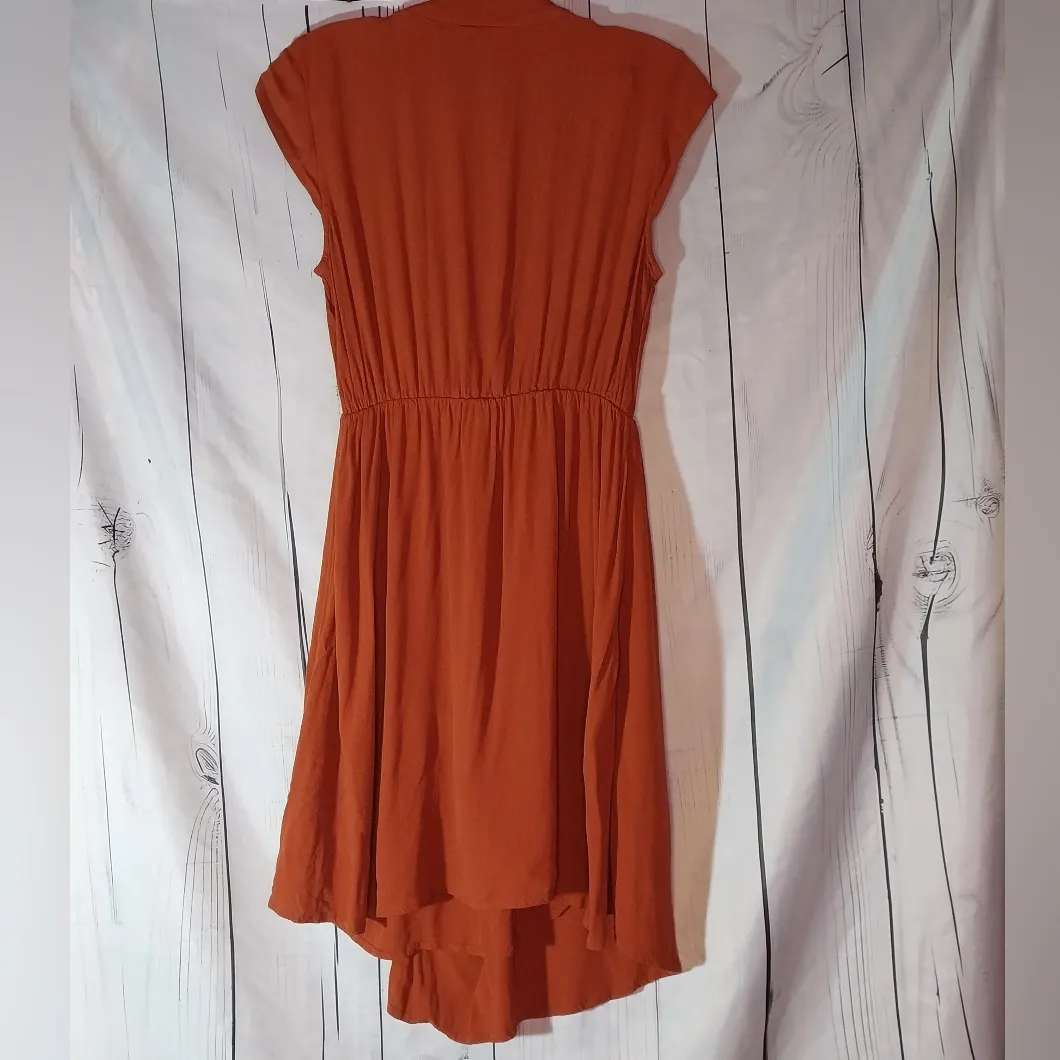 Maeve Anthropologie Rust V-Neck Faux Wrap Dress - Image 10