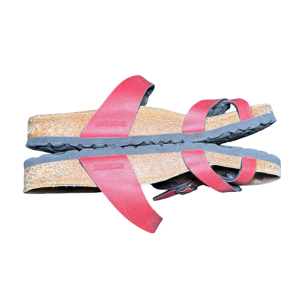 Birkenstock Women 9/40 Mayari Birko-Flor Slip On Toe Loop Sandals Red - Image 10