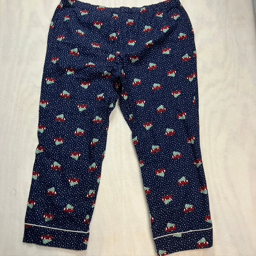 Lands End 2X Women Navy Red Plaid Camper Christmas Pajama Pants Lounge Sleepwear - Image 7