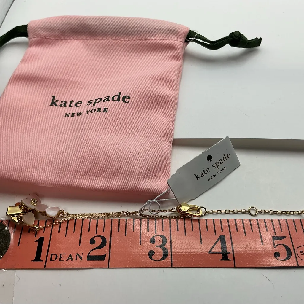 Kate Spade New York Flower Charm Bracelet Mother of Pearl Gold Tone NWT - Image 7