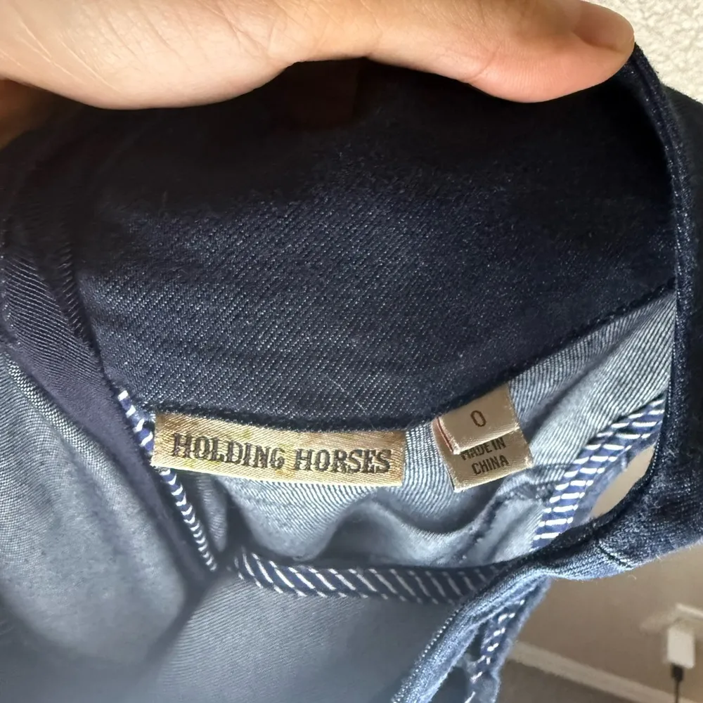 Holding Horses Anthropologie Blue Denim Ribboned Dress size 0 - Image 4