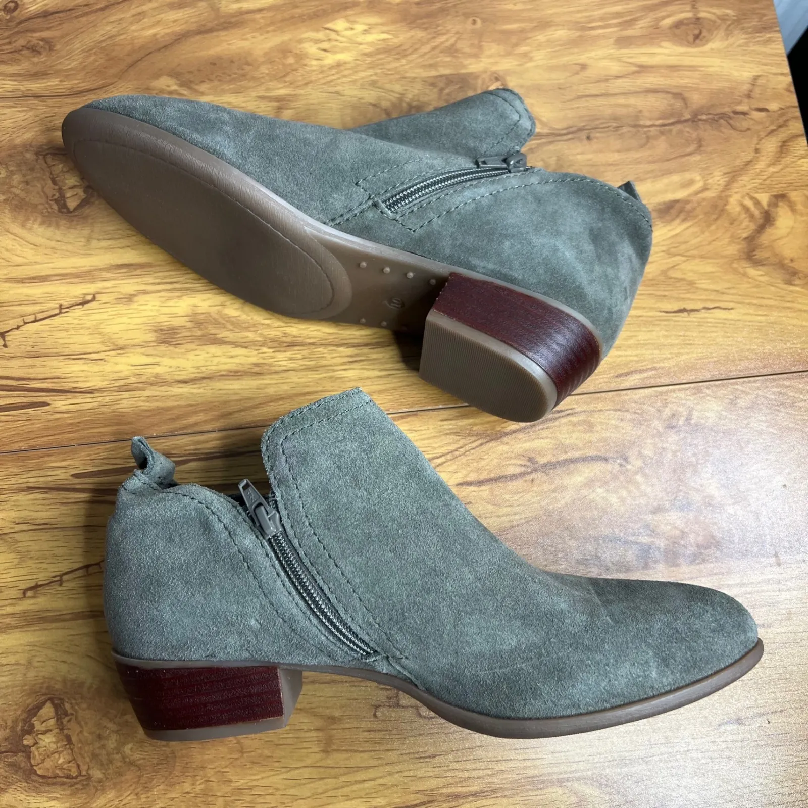 Diba Short Ankle Boots Booties Size 10W 10 Wide Leather Suede Taupe Gray NEW - Image 7