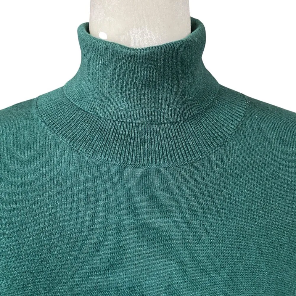 IMAN dark green long sleeve stretchy pullover turtleneck top women's size medium - Image 5