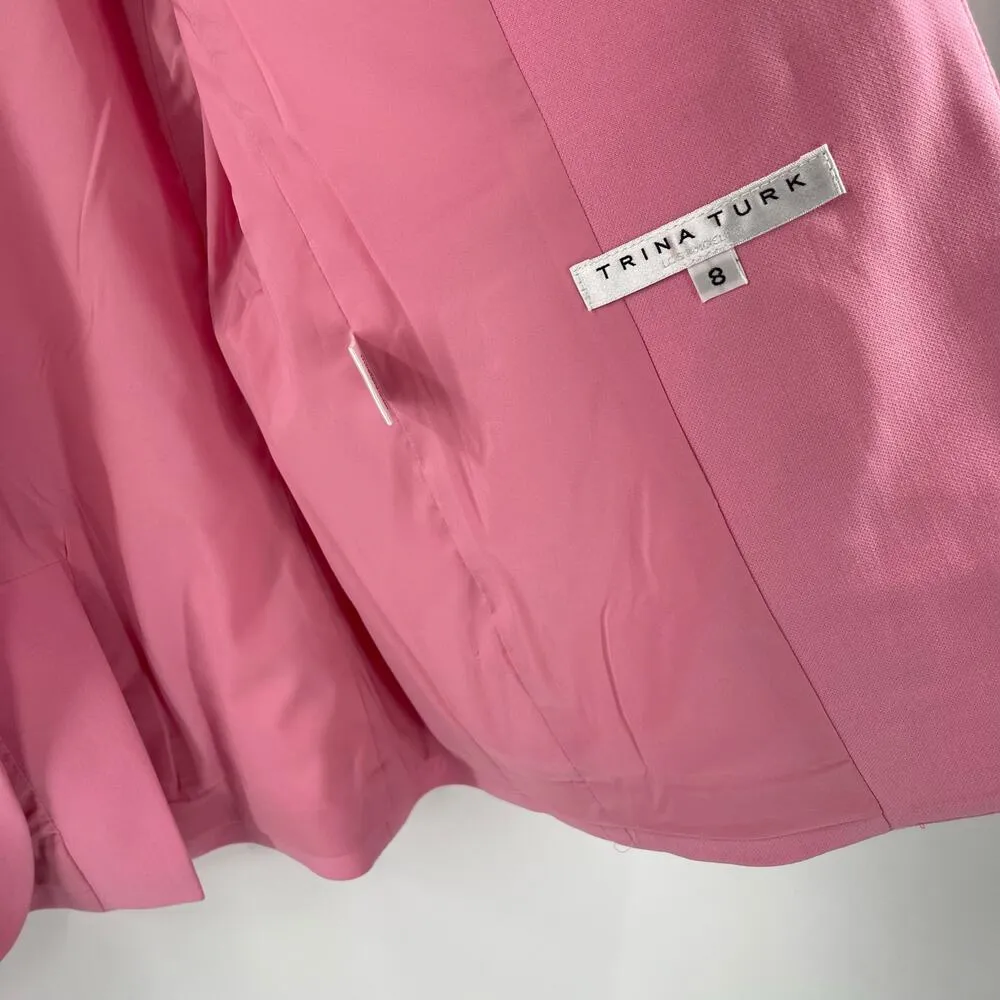 TRINA TURK Habanero Blazer Size 8 Bubblegum Pink Designer Luxury Business Office - Image 7