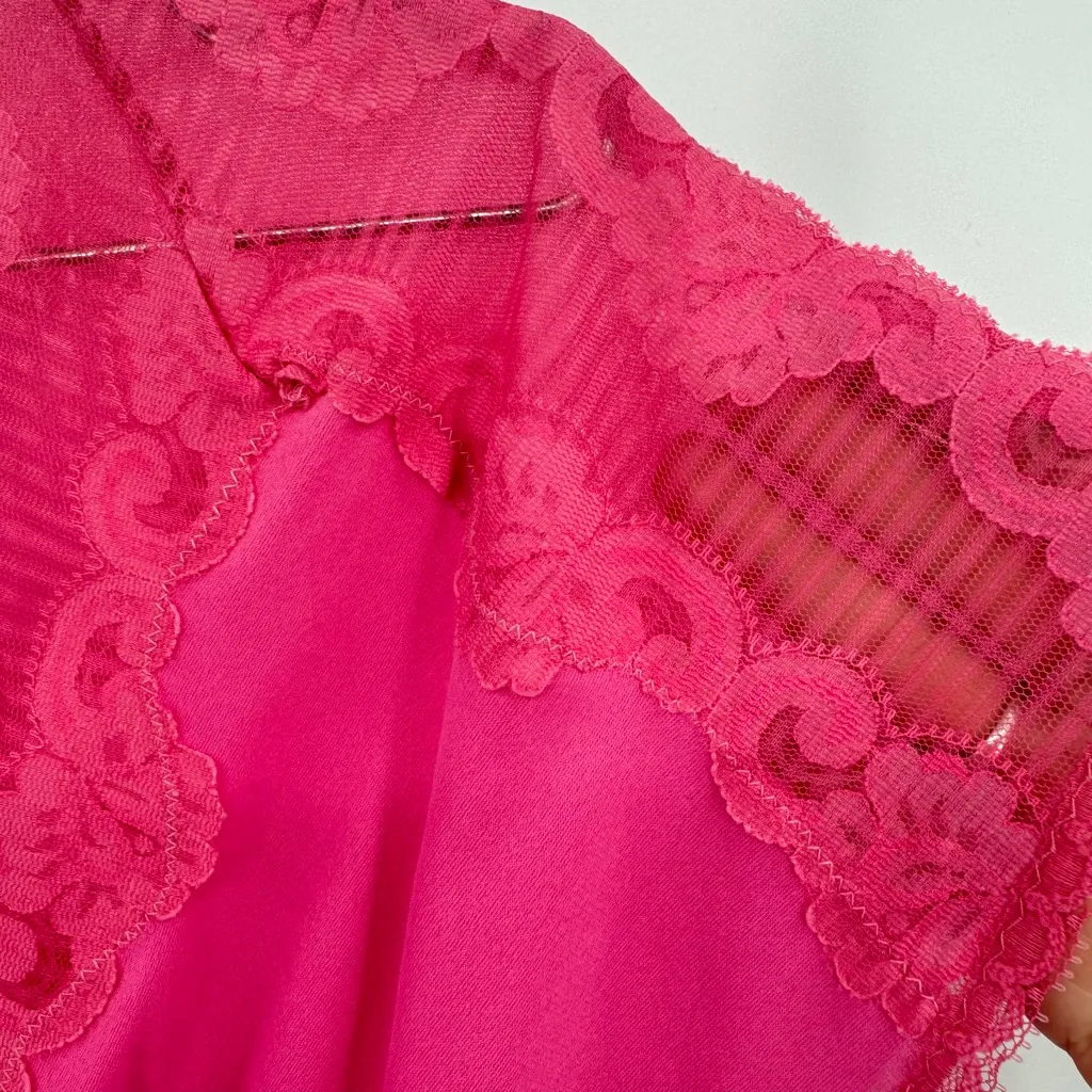 Vintage JCPenney Pink Long Nightgown Lace Trim V Neck High Waist Intimates M - Image 5