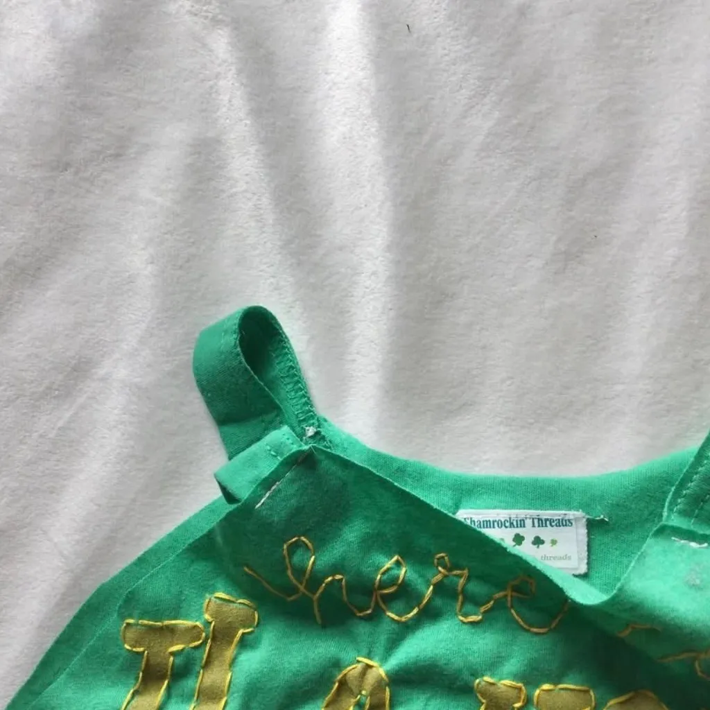 green embroidered Irish reworked tank top - Image 4