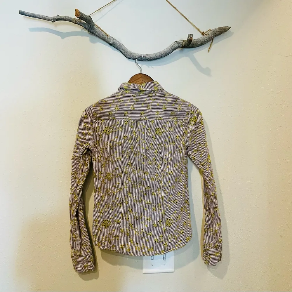 Anthropologie Odille Striped Embroidered Eyelet Buttondown Shirt - Image 5