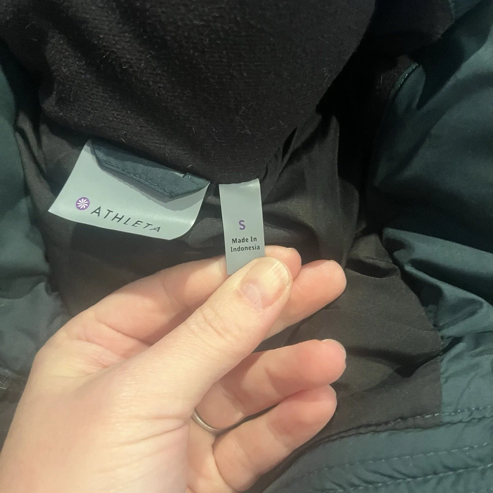 Athleta Goose Down Puffer Winter Coat Navy Blue Women’s Small Full Zip EUC - Image 12