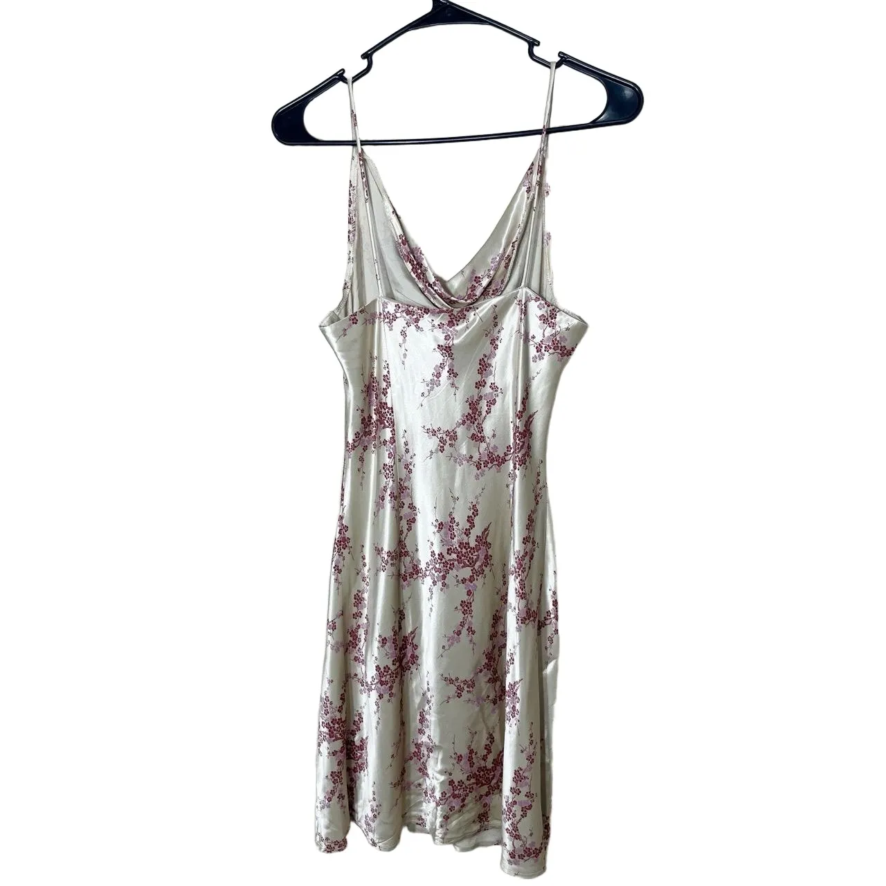 Breaking Loose Y2K Vintage‎ Satin Floral Pattern Cowl Neck Dress Womens 7/8 Gold - Image 4