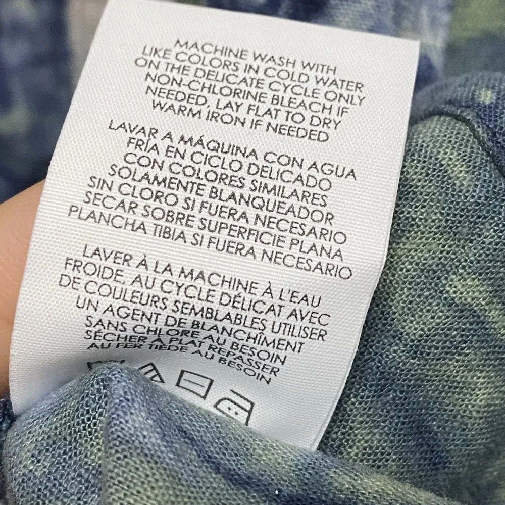 CAbi Woodstock Linen Blend Tie Dye Oversized Tunic Top Blouse Blue Green Small - Image 7