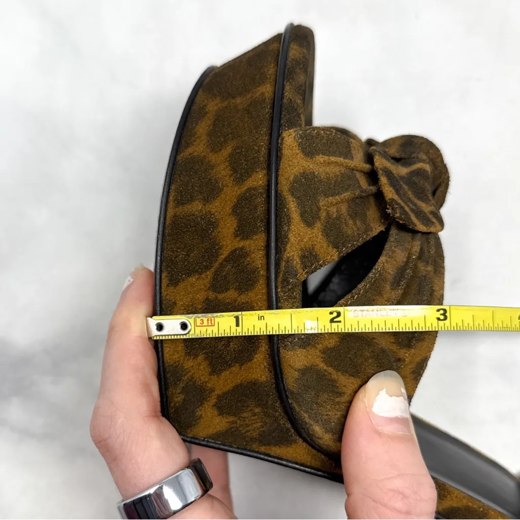 Saint Laurent Bianca Bow 105 Leopard Suede Platform Stiletto Sandal Heels Brown - Image 15