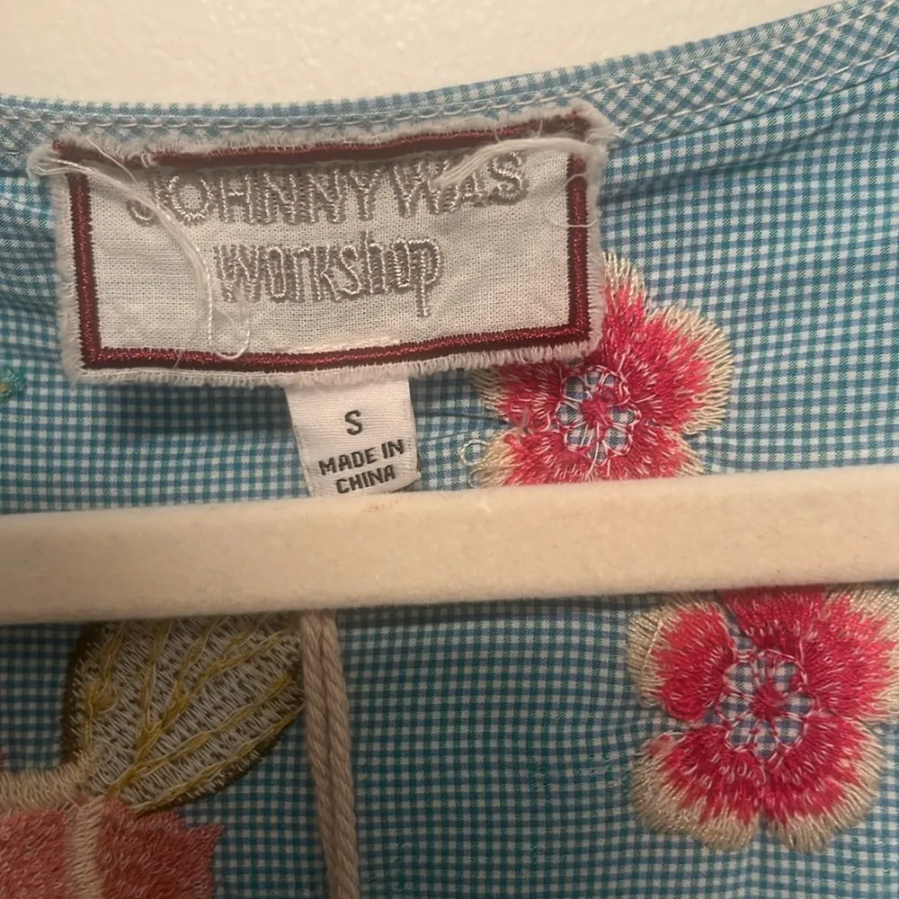 Johnny Was Adele Drape Tunic Dress preppy floral plaid boho resort cruise New S - Image 11