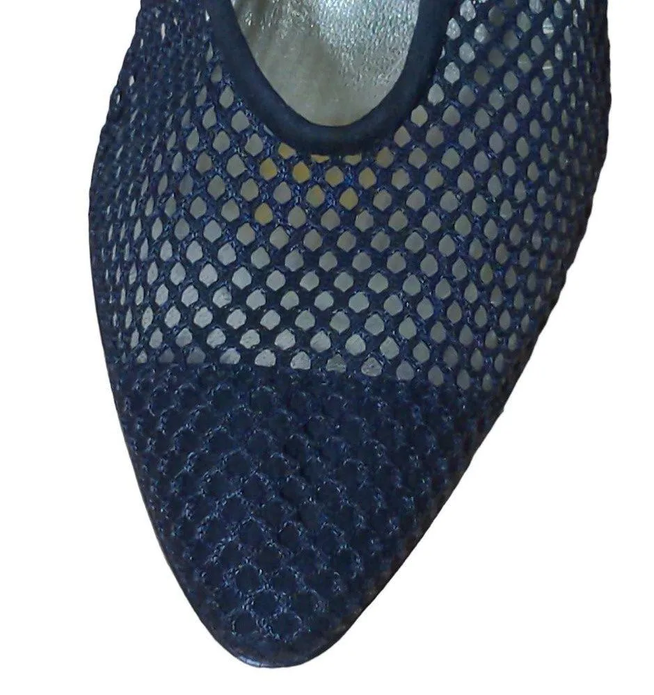 Walter Steiger Womens Classic Pump Heel Black Mesh Mid Almond Toe 7 B - Image 2