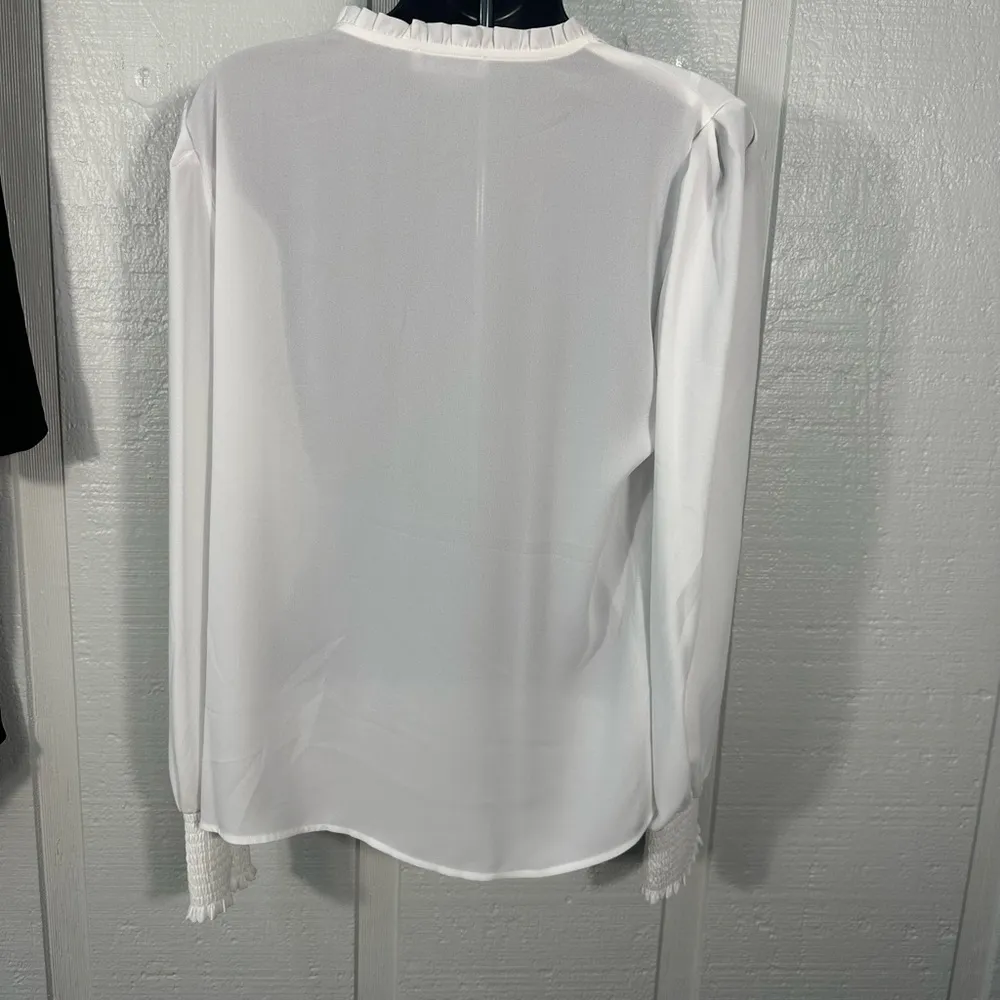 Calvin Klein Chiffon White Long Sleeve Blouse Size Small NWOT - Image 7