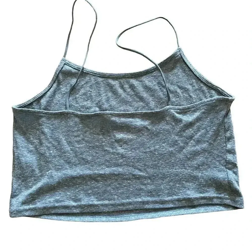 Me To We Blue Spaghetti Straps Cropped Essential Cotton Blend Tank Too SZ M - Image 2
