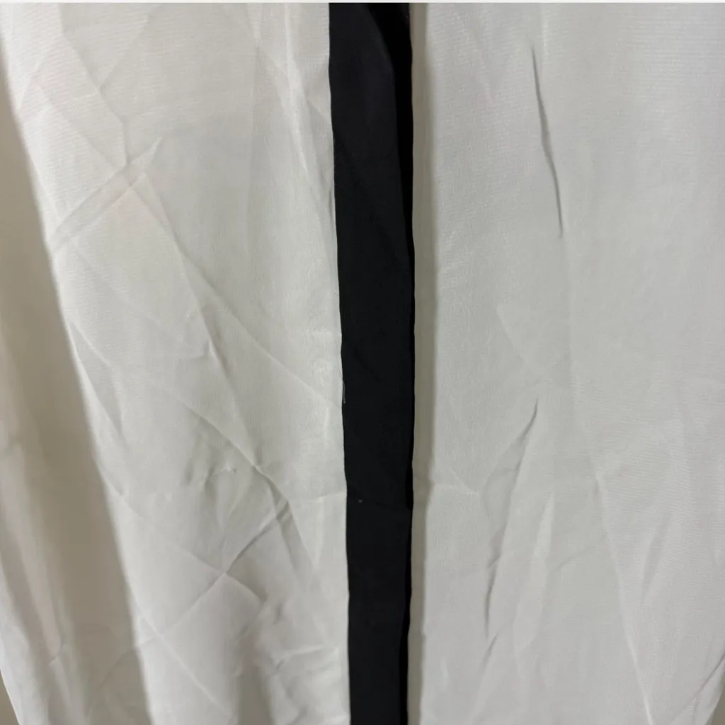Worthington Sheer Blouse 1X White Black Button Down Long Sleeve Career Top - Image 3