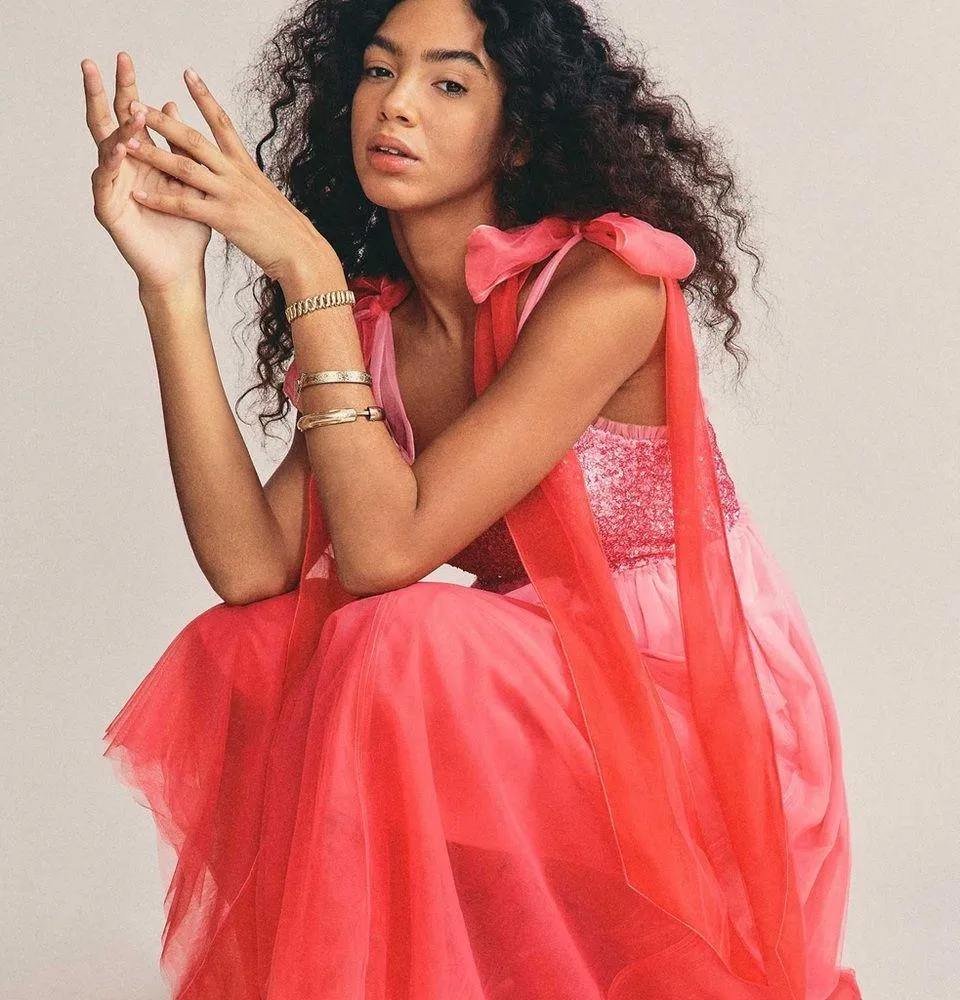 NWT Loveshackfancy Romia tulle dress in pink frusia - Image 2