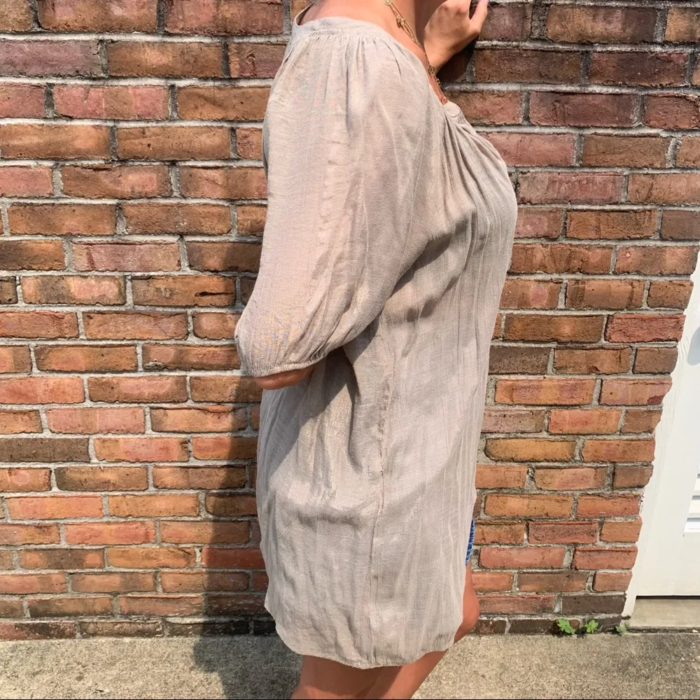 Body Central Pleated Semi Sheer High Low Top Blouse L - Image 10