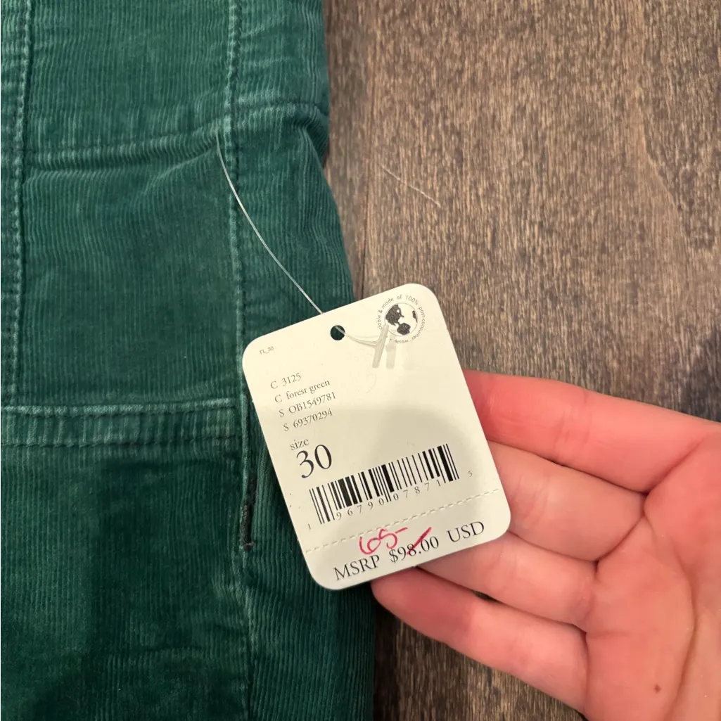 Free People Jayde Cord Green High Rise Flare Corduroy Pants - Image 3