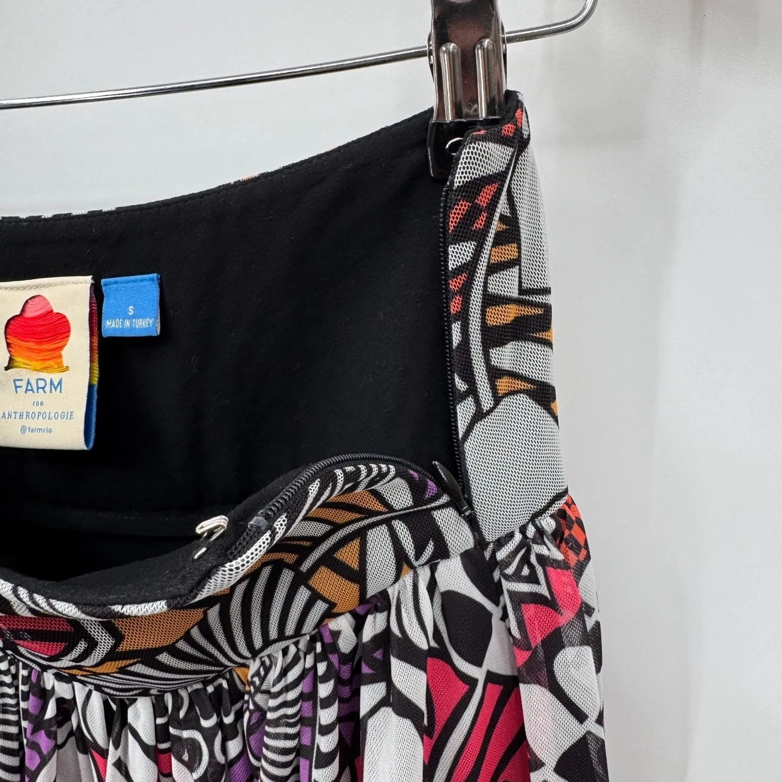Farm Rio x Anthropologie Tropical Mesh Maxi Skirt‎ Womens S Multicolor Layered - Image 9