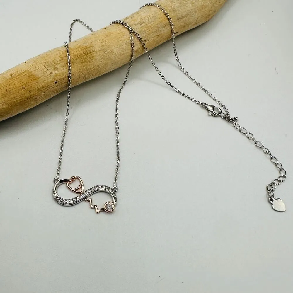 Sterling Silver Stethoscope Necklace Silver - Image 2