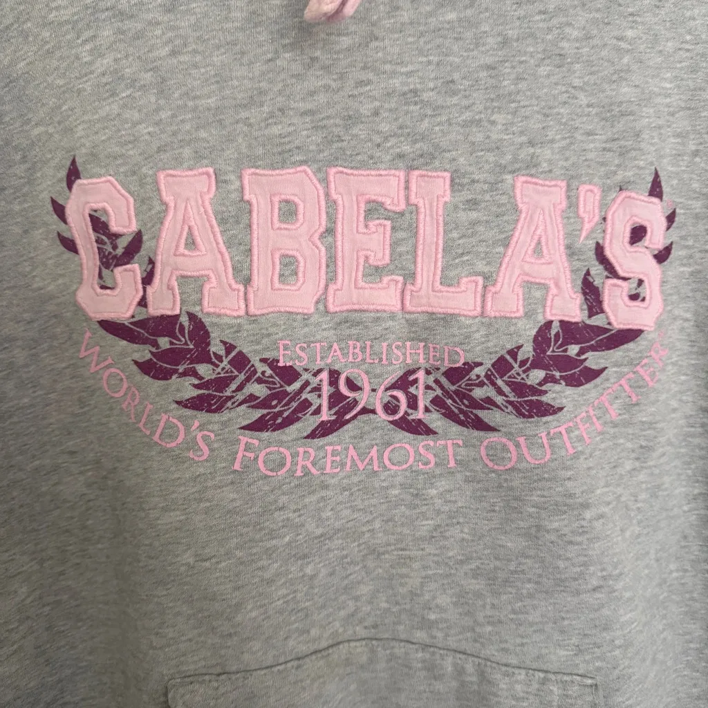 Cabela's Gray and Pink Women's Hoodie XL Embroidered - Image 2
