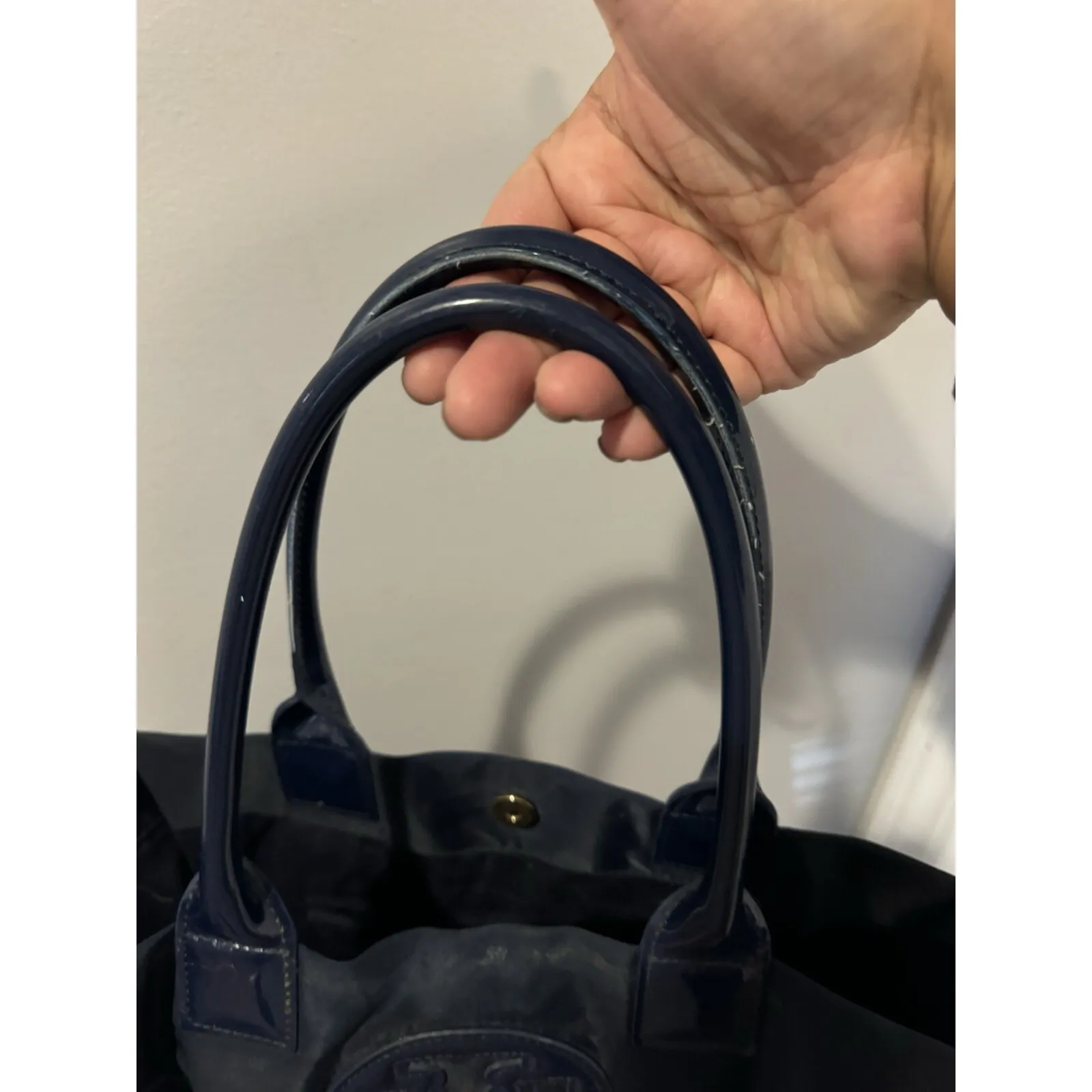 Tory Burch‎ Tote Bag Navy Nylon Patent Small Purse See Photos - Image 6