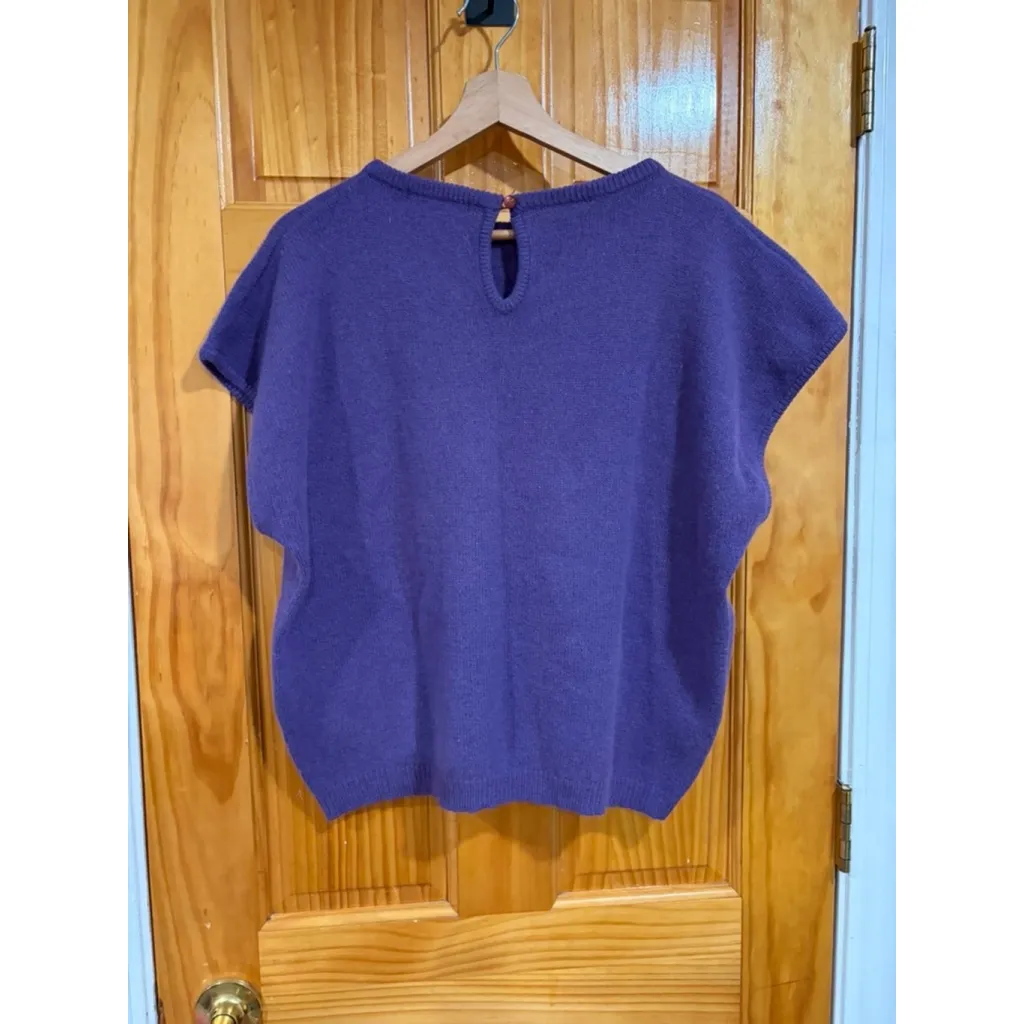 Gordon of Philadelphia Purple Lambswool Angora Cable Knit Sweater Vest Small - Image 4