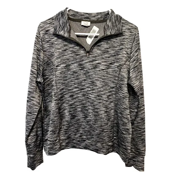 J.Crew Sweater Women Sz XS Athletic Polyester Long Sleeve Collared 1/4 Zip Grey Gray - Image 1