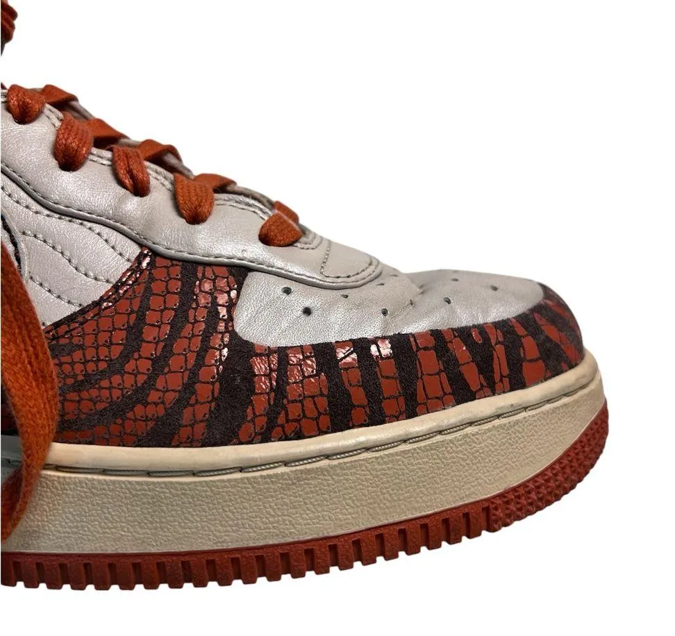 Nike Women’s Air Force 1 High 6” Wedge Sneakers Orange Zebra Print Size 9.5 Rare - Image 10