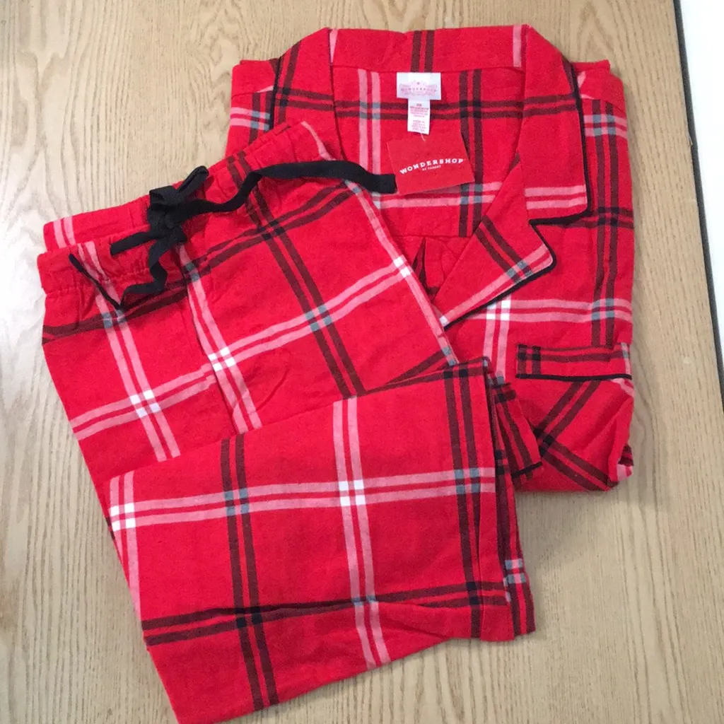 New Women’s 2Pc Wondershop Red Plaid Sleepwear Pajamas Cotton Flannel Size 3X - Image 2