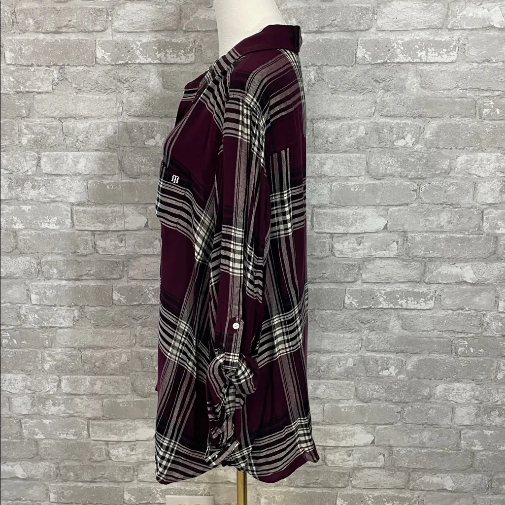 Tommy Hilfiger Burgundy Plaid Button Down Shirt - Image 4