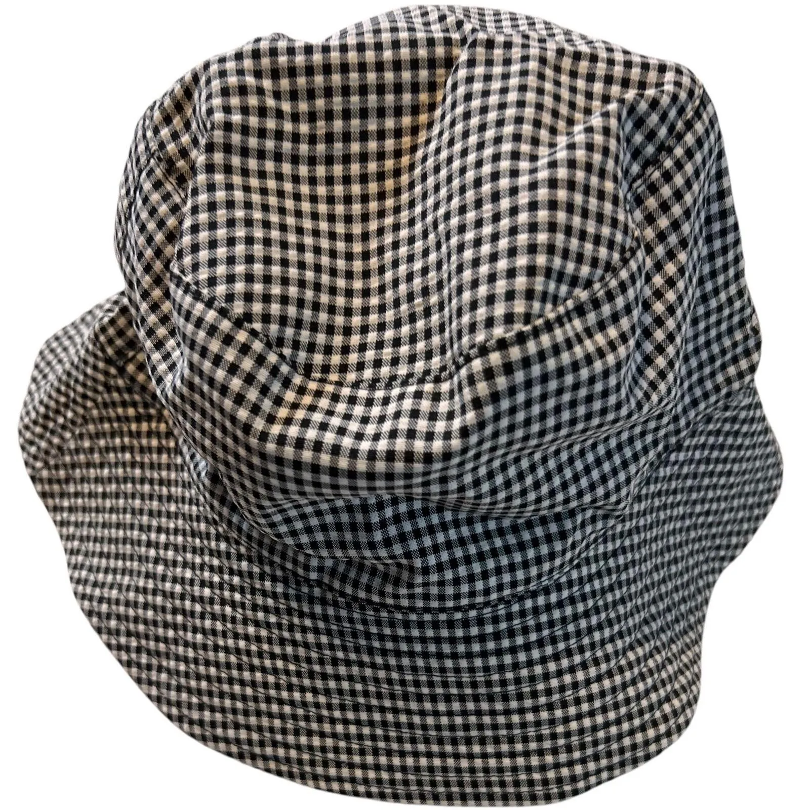 Black White Gingham Bucket Hat 100% Cotton Reversible Unisex - Image 3