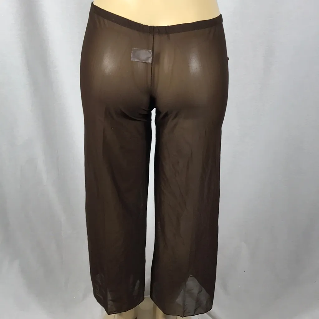 Zuliana Size XL Brown Mesh Waist Tie Beach Pants. Made in USA. New With Tags. - Image 4