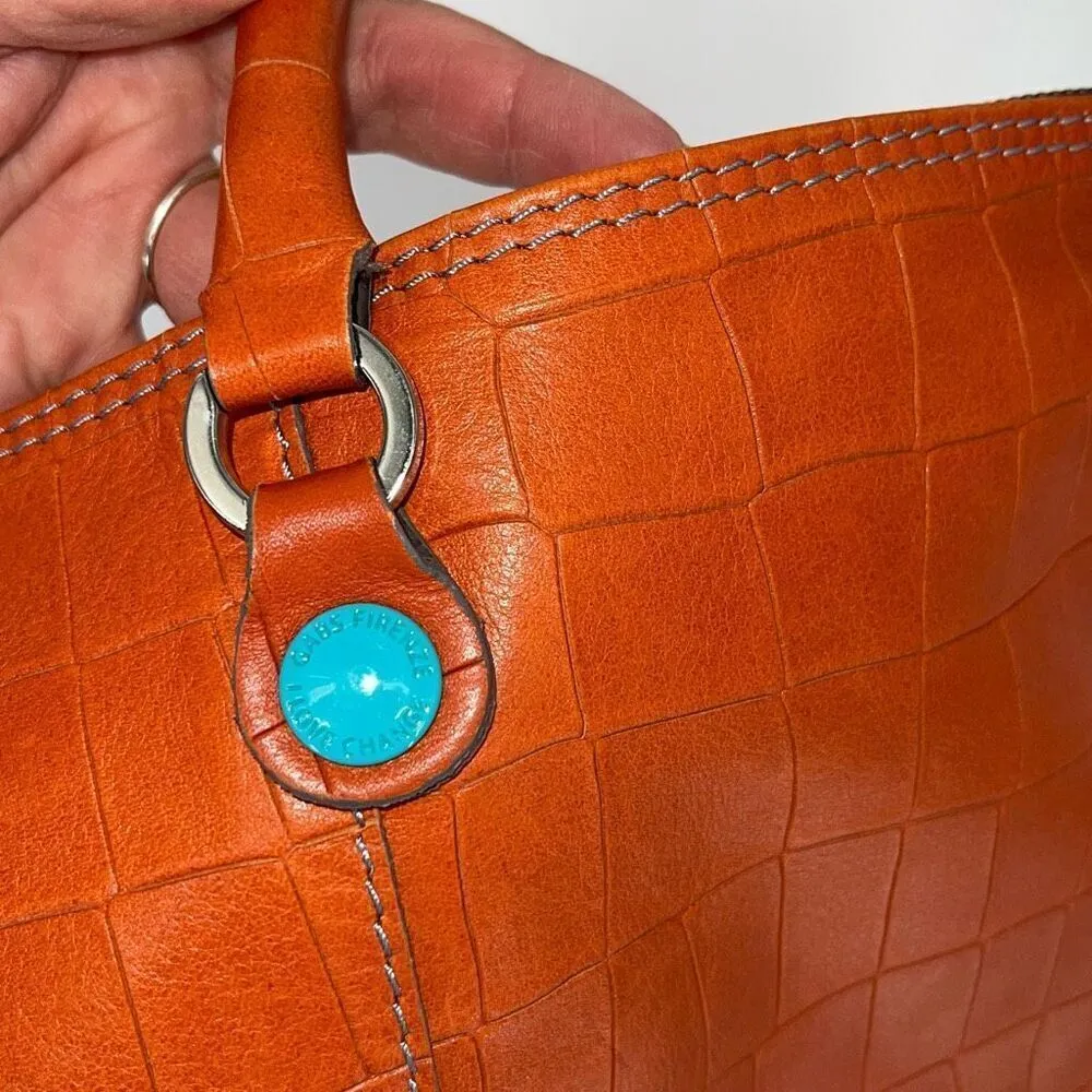 Gabs Womens Leather Textured Reptile Pattern Convertible Crossbody Orange Medium - Image 5