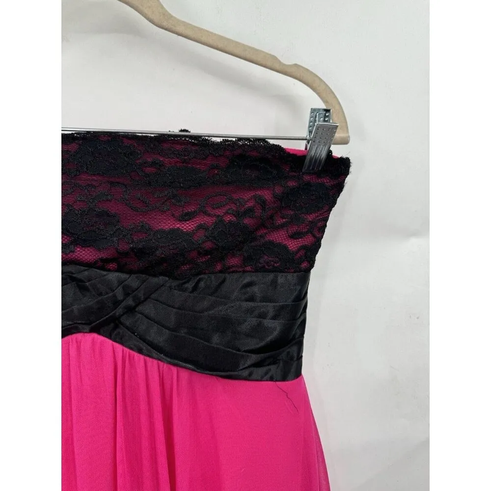 Studio Y Mini Dress Women M Pink Y2K Retro 2000s Baddie Bubble Hem Lace Babydoll - Image 10