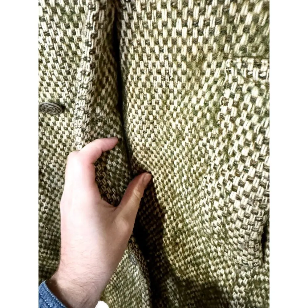 Vintage DAVIS OF BOSTON LAZAROUS Pea Coat Women Green Woven Double Breasted Size M - Image 2