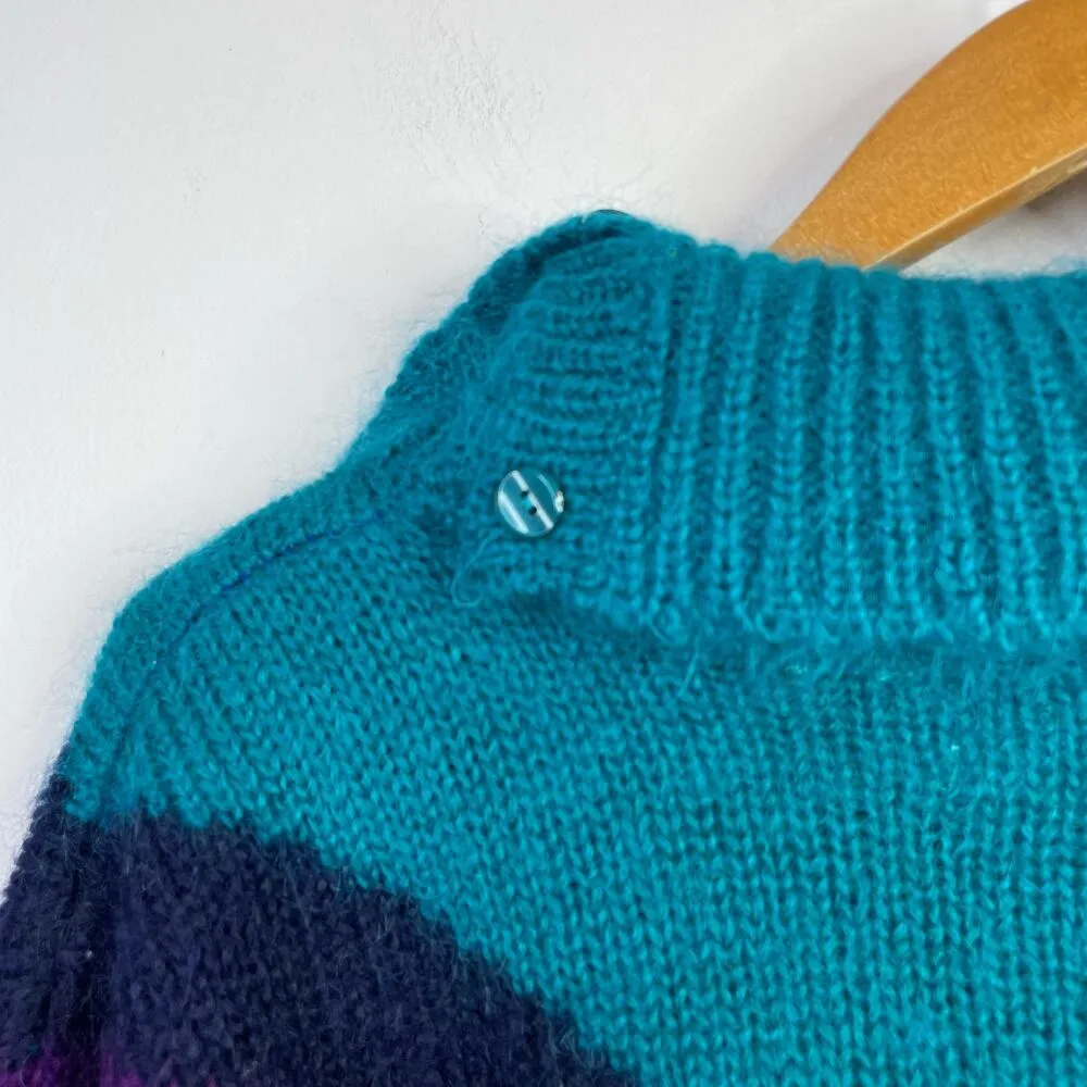 Le Moda Vintage Y2K Slouchy Cowl Furry Fuzzy Chevron Mohair Sweater womens M Multiple Size M - Image 6