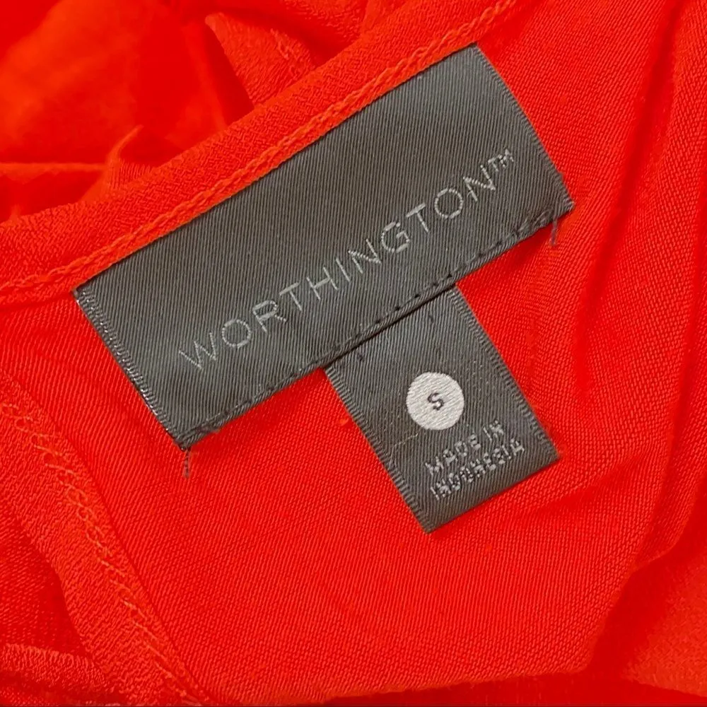 WORTHINGTON Orange Pleated Front Sleeveless Top - Image 5