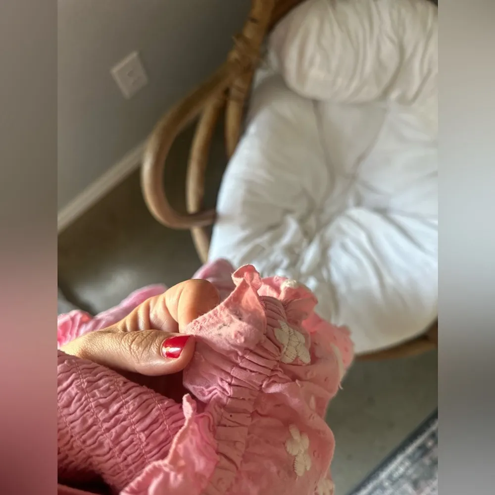 Loveshackfancy Jarrah pink smocked puff sleeve mini dress medium - Image 3