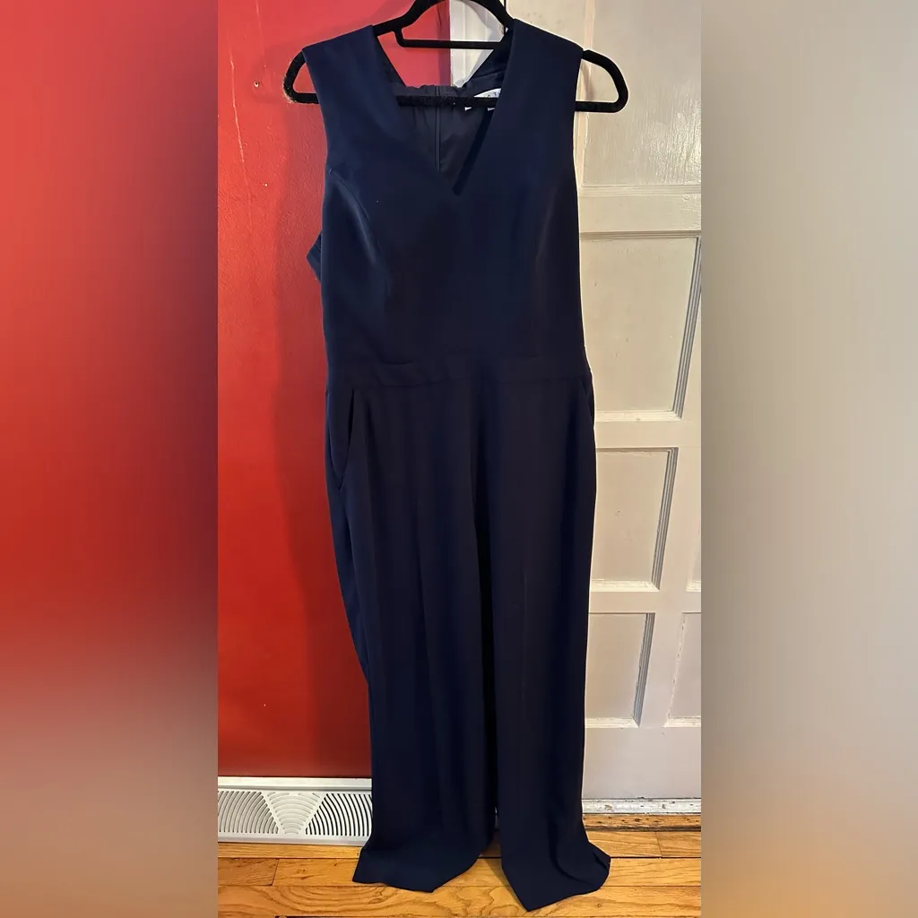 Trina Turk Momo Fringe Jumpsuit Navy Blue Wide Leg Sleeveless Scarf - Image 15