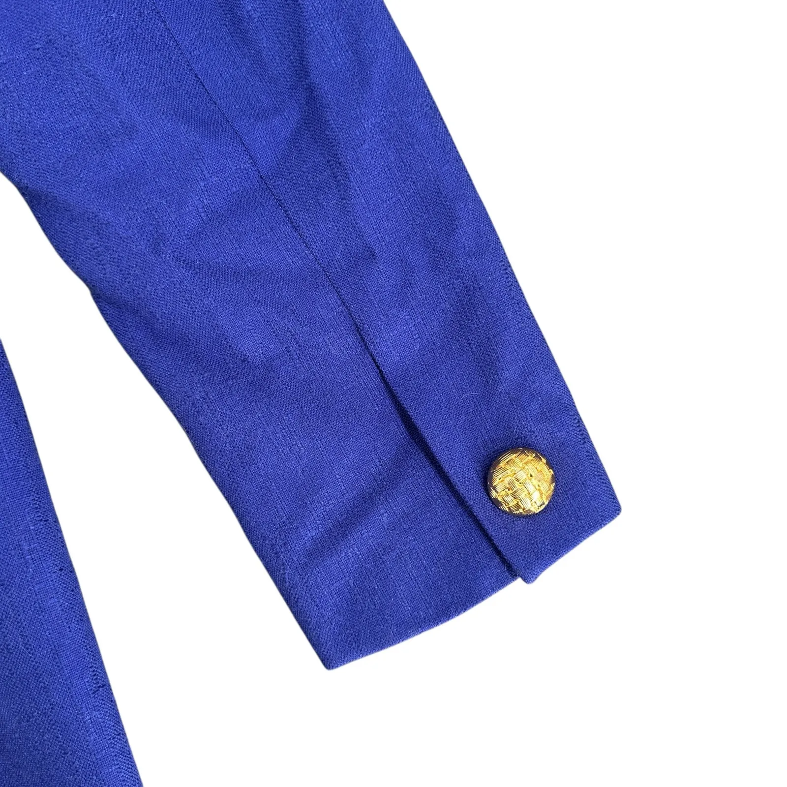 Vintage 90s Karen Scott Royal Blue Oversized Blazer Shoulder Pads Power Suit 8 - Image 6