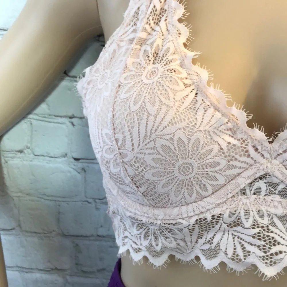 PINK Victoria's Secret Lightly Lined Bralette Pink Floral Small S - Image 5