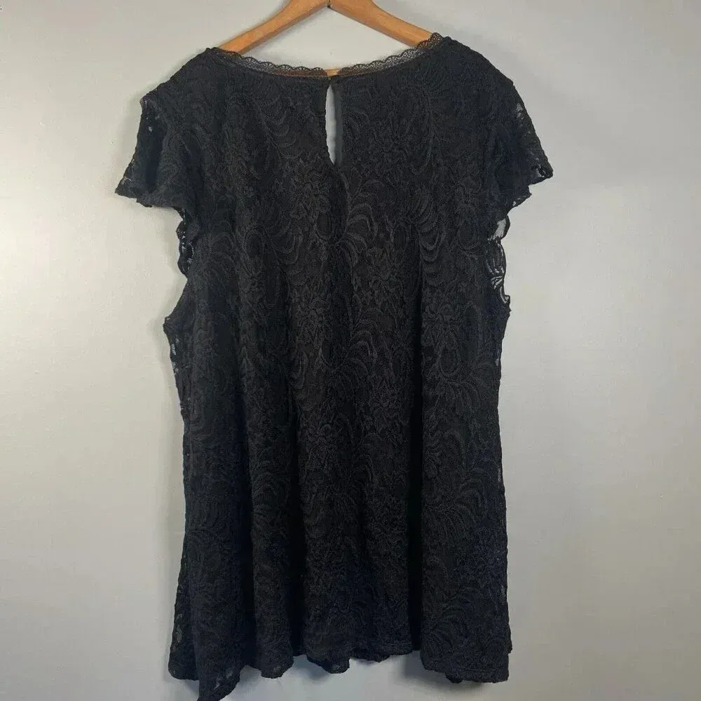 TORRID BLACK LACE CAP SLEEVE‎ FRONT BLOUSE TOP SIZE 4 (4X) Holiday Party New NWT - Image 9