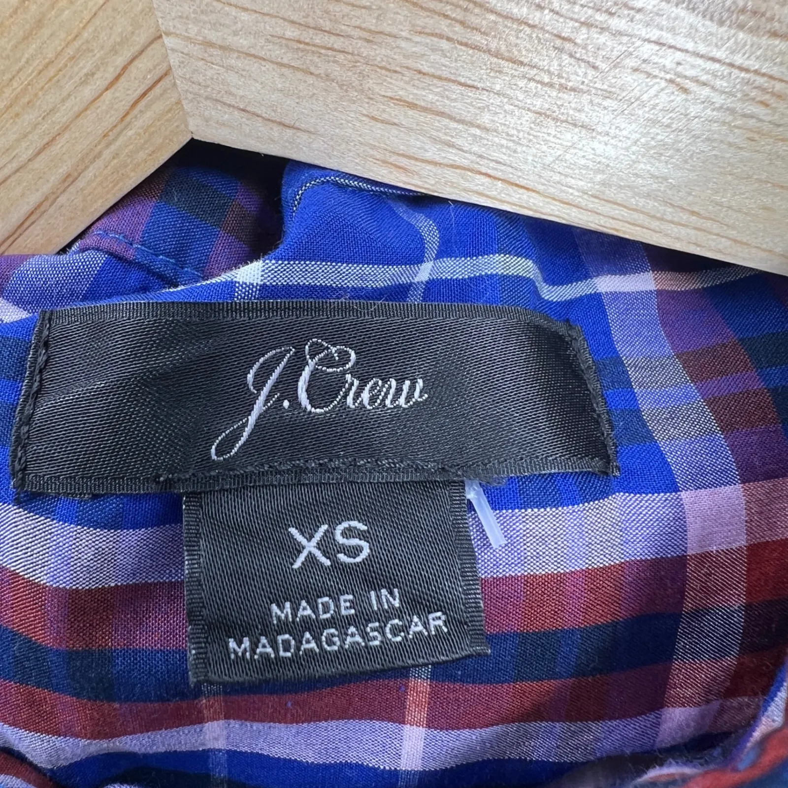 J Crew Womens Blue Red White Plaid Button Up Shirt XS Long Sleeve Cotton - Image 4