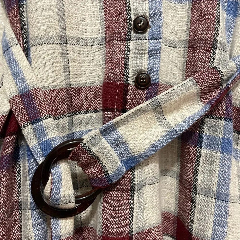 Anthropologie Moon‎ River Plaid Belted Wide Leg Cropped Jumpsuit Size Small NWOT - Image 9