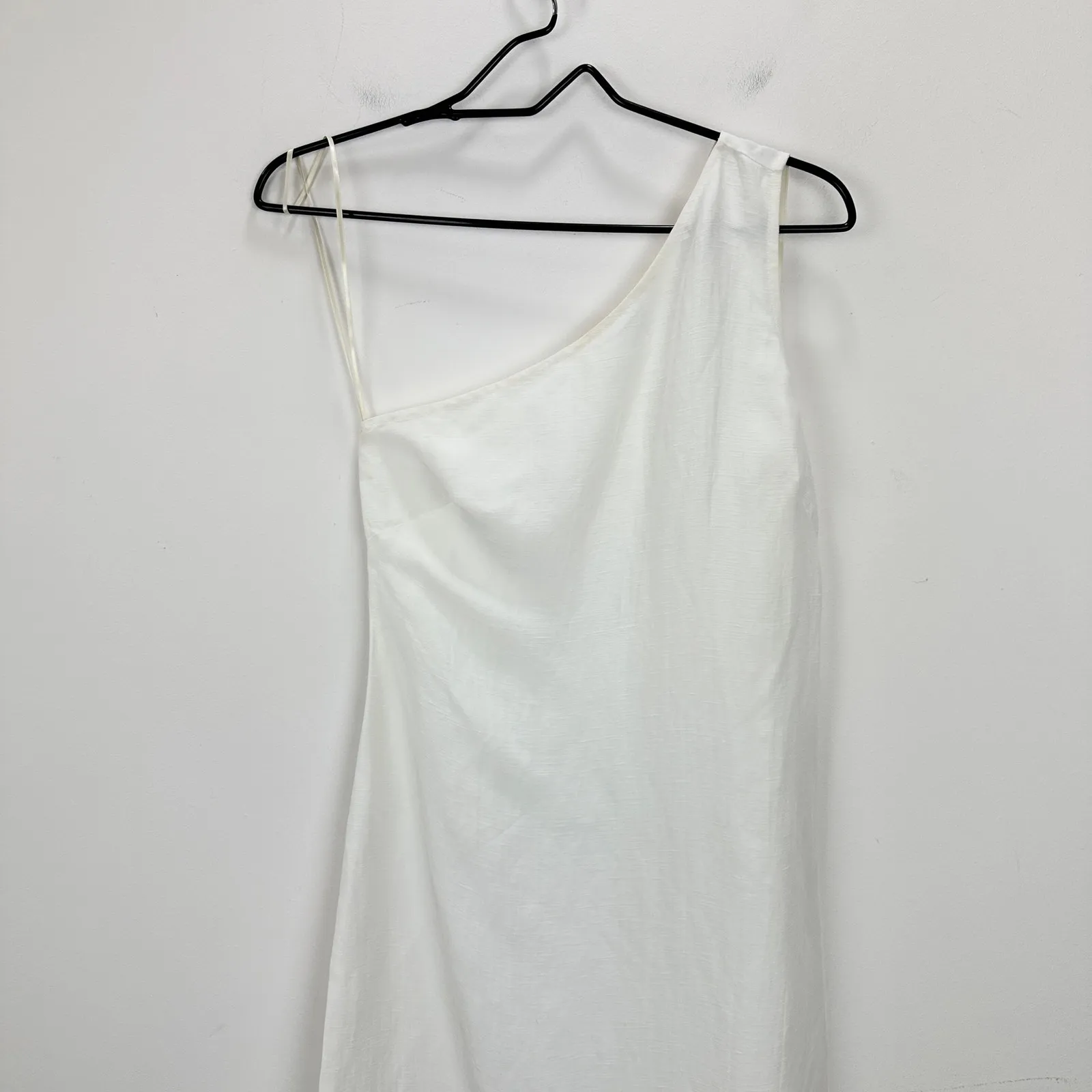 Madewell One Shoulder Midi Dress Linen Blend Lighthouse Minimalist US 6 NWT - Image 6