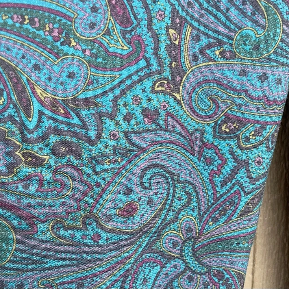 Talbots Womens Pants Hampshire Teal Blue Paisley Print   Mid Rise Size 4 - Image 8