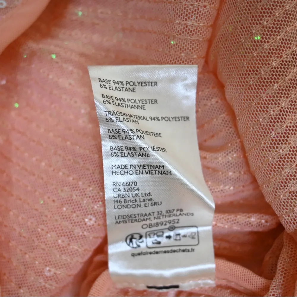 Free People Womens S Unapologetic Sequin Long Sleeve Top in Peach NEW - Image 12