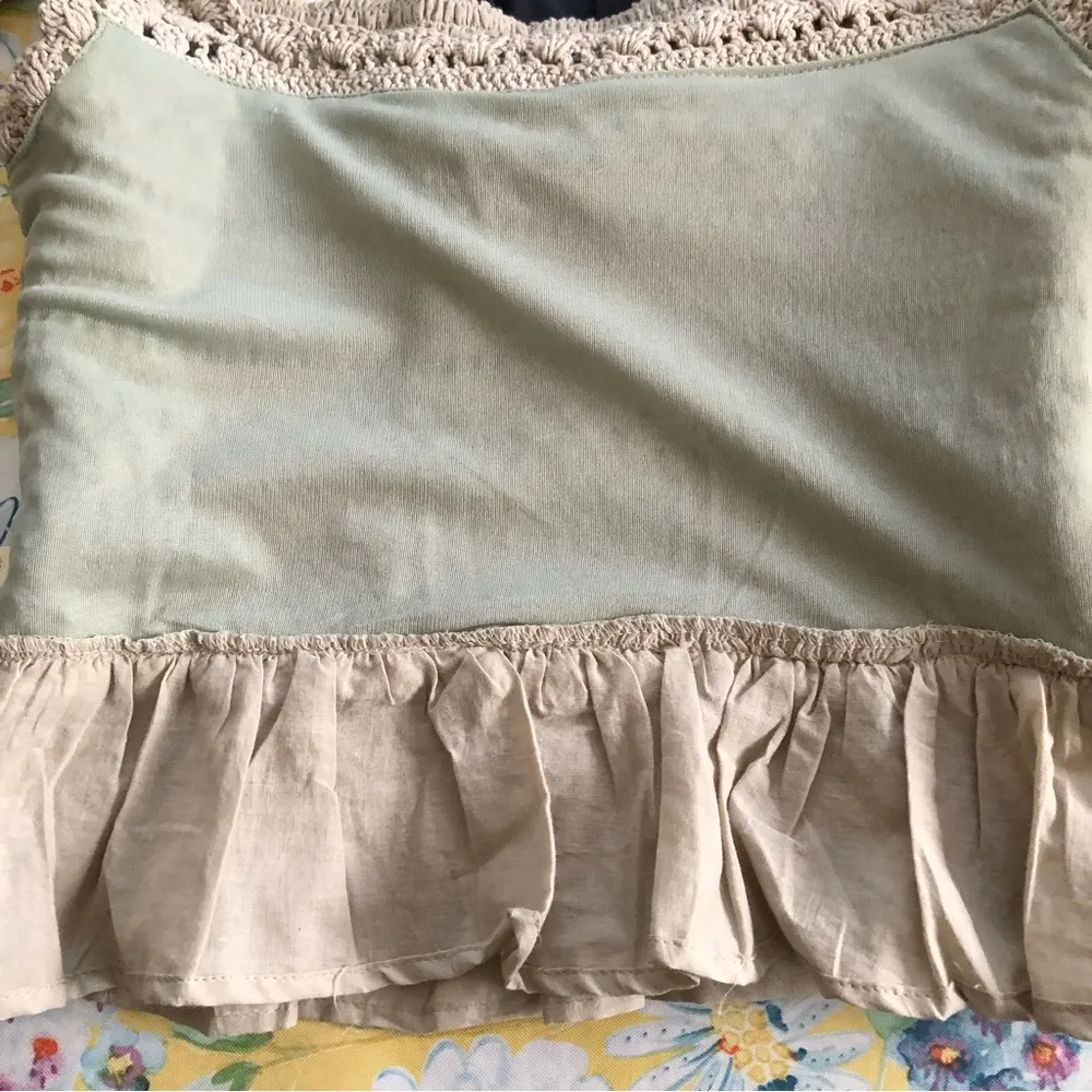 NEW Rebellion Again Beige Crochet Lined Top L Tan Size L - Image 6